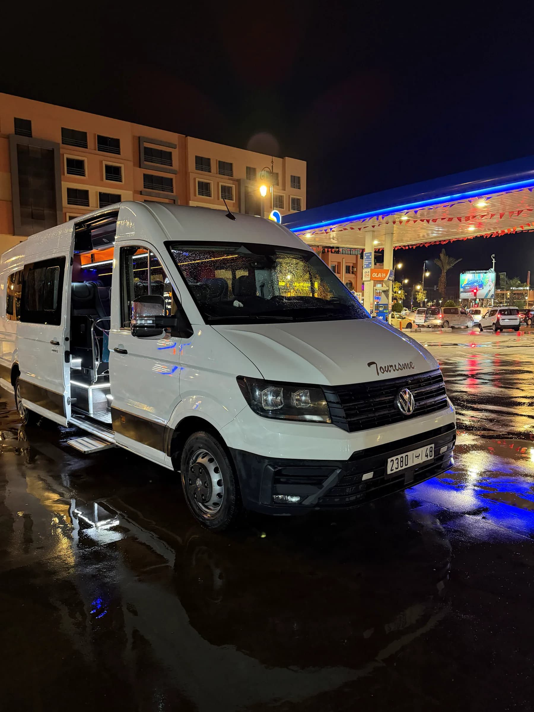 Shared passenger minibus used for group touring in Morocco