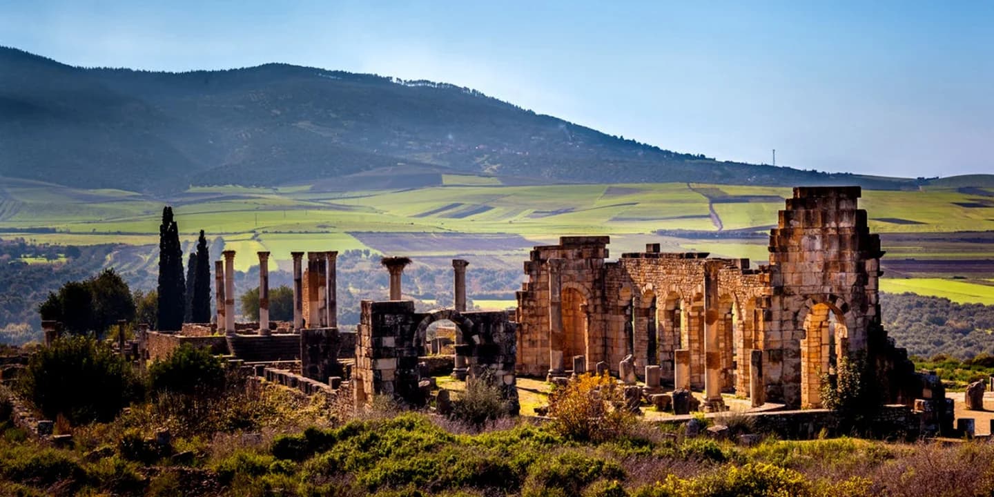 Roman ruins at Volubilis on a day trip from Fes