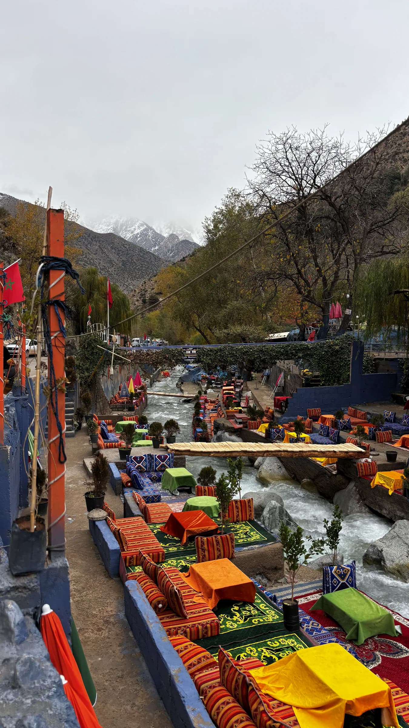 Mountain river scenery in Ourika Valley on a day trip from Marrakech